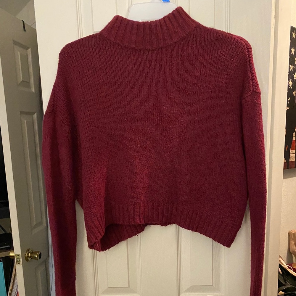Maroon cropped sweater. American eagle
